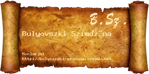 Bulyovszki Szimóna névjegykártya